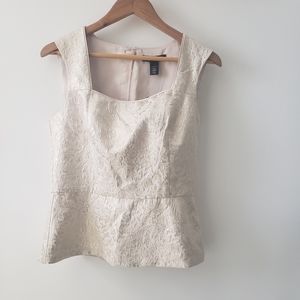 WHBM Gold White Peplum Top